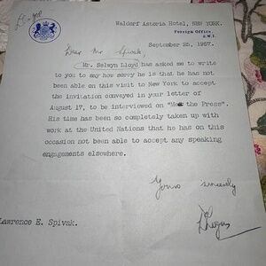 🇬🇧 Office of Selwyn Lloyd — 1957 Signed Letter | Foreign Secretary's Office